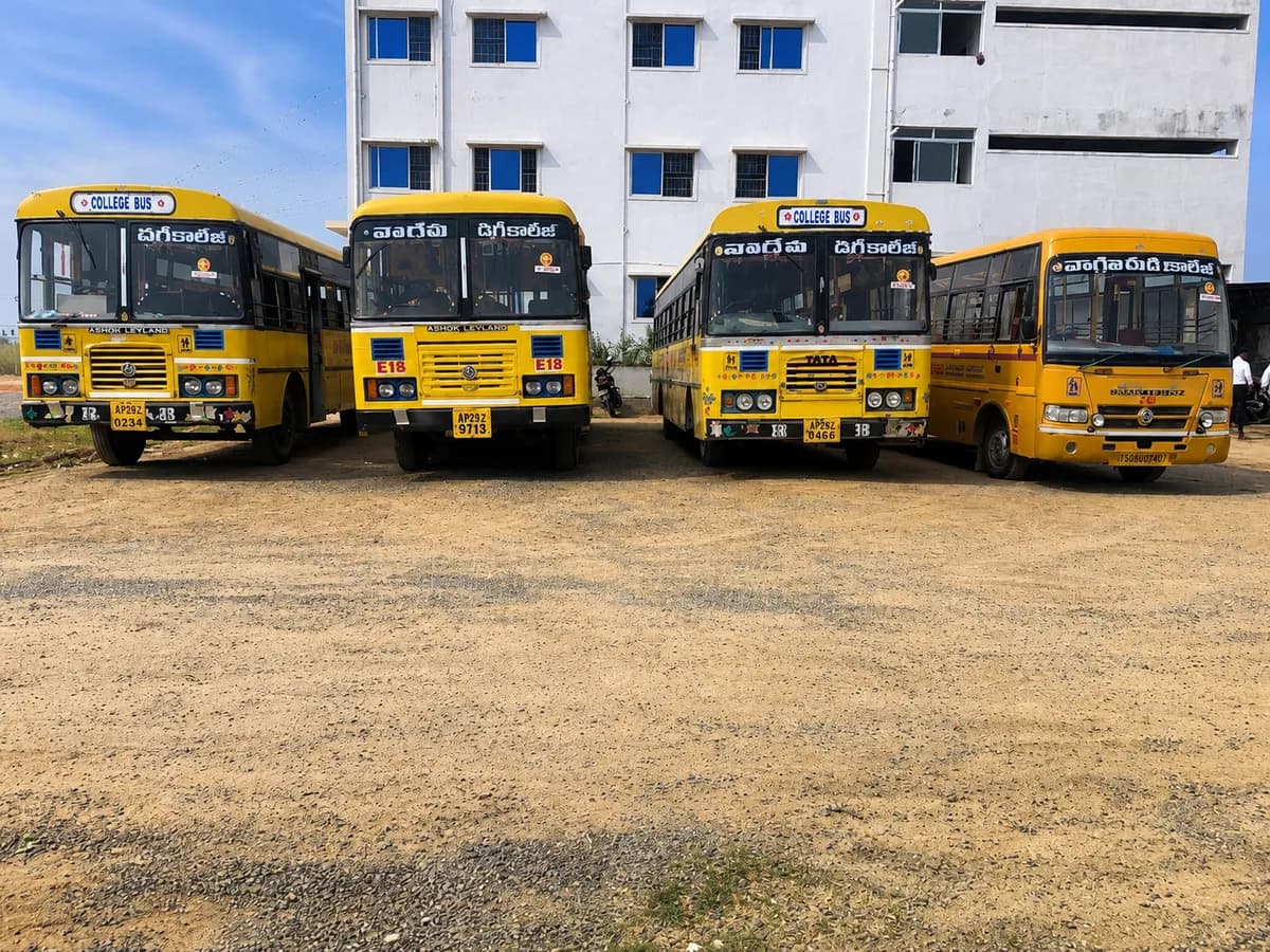 Vagdevi Degree College bus parked on campus